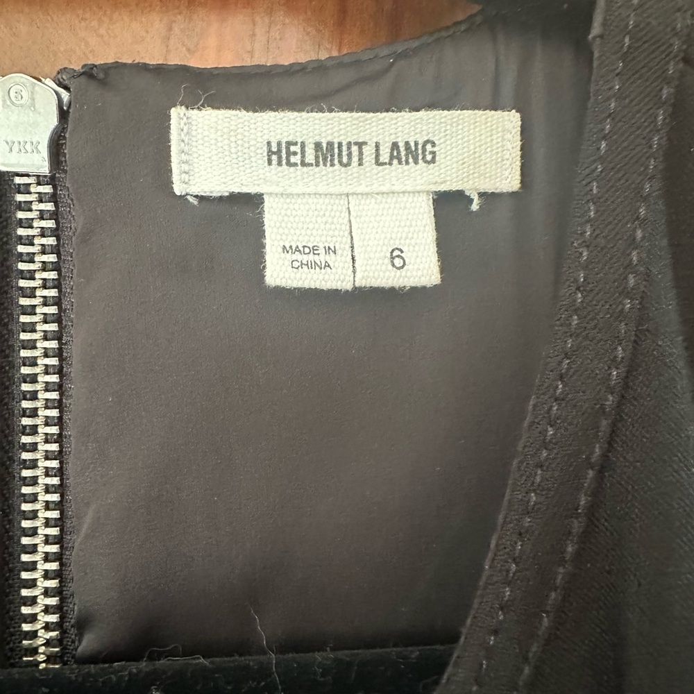 Helmut Lang Black Compress Mesh Trim Cutout Twill Sleeveless Dress - Picture 4 of 8